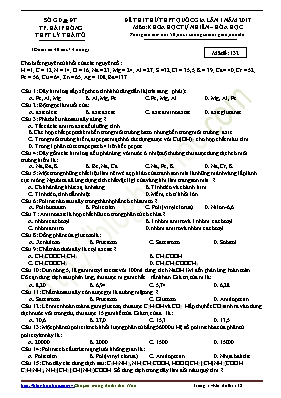 Đề thi thử THPT Quốc gia lần I môn Hóa học năm 2017 - Mã đề 132 - Trường THPT Lý Thái Tổ (Có đáp án)